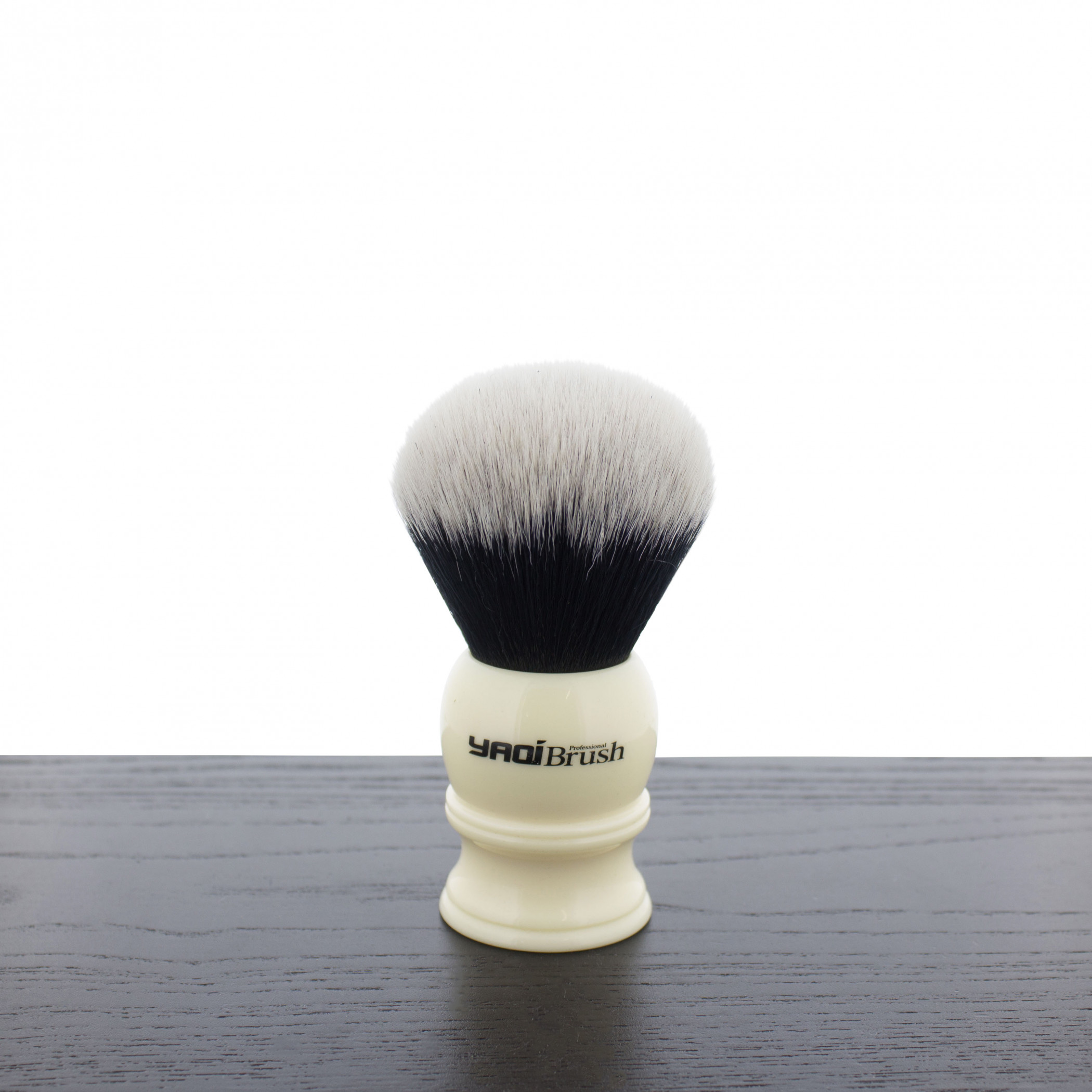THE SHISHIKUI reversible/ WH・BR Yaqi White Handle Synthetic Shaving Brushes, Tuxedo Knot